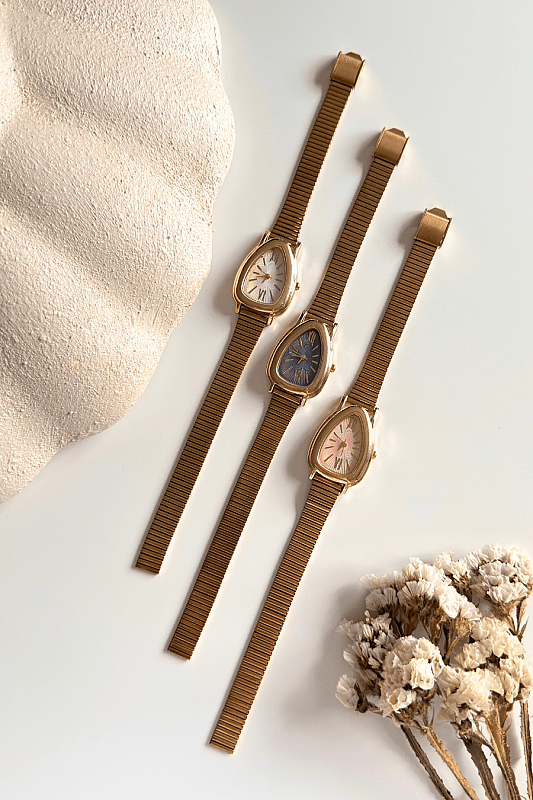 Lidya Antrasit Üçgen Kadran Gold Çelik Kordon Kadın Kol Saati - 2