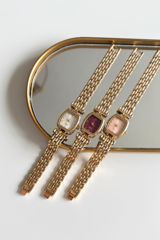 Liora Pudra Kavisli Kare Kadran Gold Çelik Kordon Kadın Kol Saati - 2