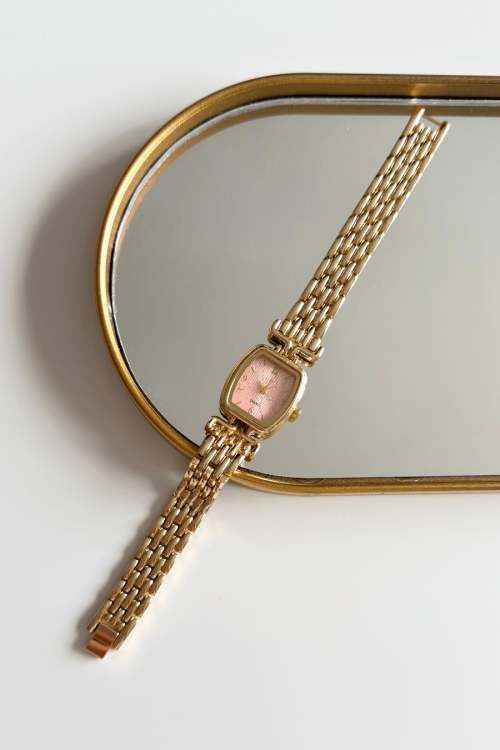 Liora Pudra Kavisli Kare Kadran Gold Çelik Kordon Kadın Kol Saati