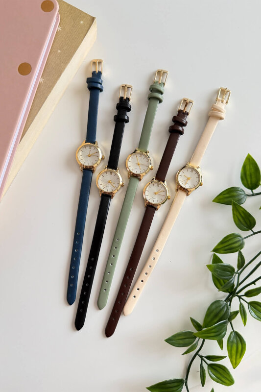 Lotus Mint Yeşili Yuvarlak Kadran Deri Dokulu Kordon Kadın Kol Saati - 2