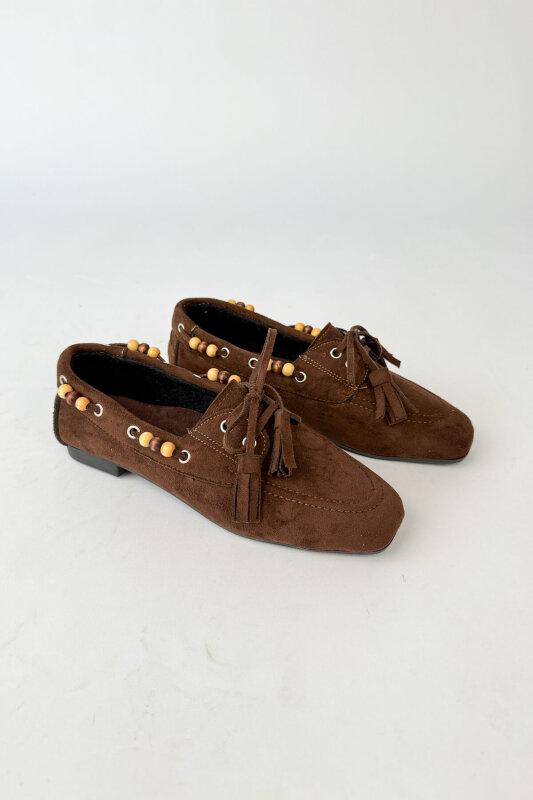 Lucca Serisi Acı Kahve Süet Babet-Çanta-Kemer Seti - 2