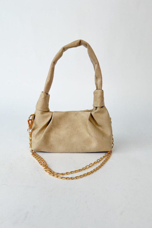 Lucca Serisi Bej Süet Babet-Çanta-Kemer Seti - 3