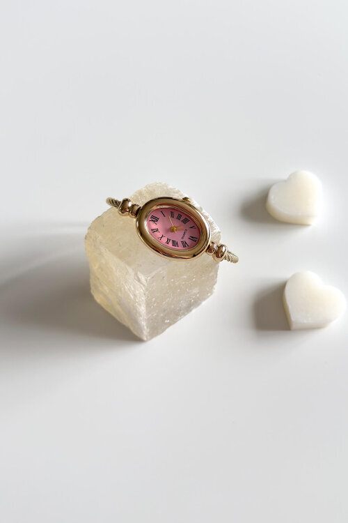 Lucia Pembe Kadran Gold Burgu Kelepçe Kadın Kol Saati - 1