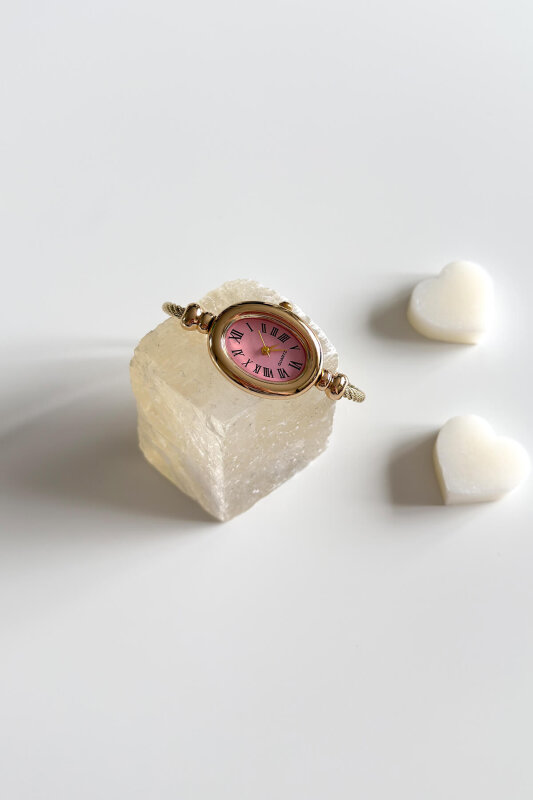 Lucia Pembe Kadran Gold Burgu Kelepçe Kadın Kol Saati - 1