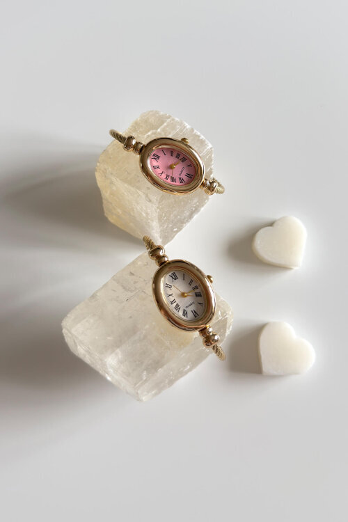 Lucia Pembe Kadran Gold Burgu Kelepçe Kadın Kol Saati (1)