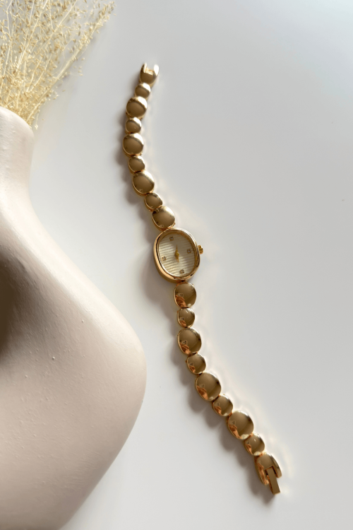 Lume Gold Oval Kadran Gold Çelik Yuvarlak Kordon Kadın Kol Saati