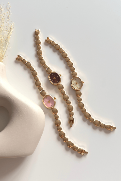 Lume Gold Oval Kadran Gold Çelik Yuvarlak Kordon Kadın Kol Saati (1)