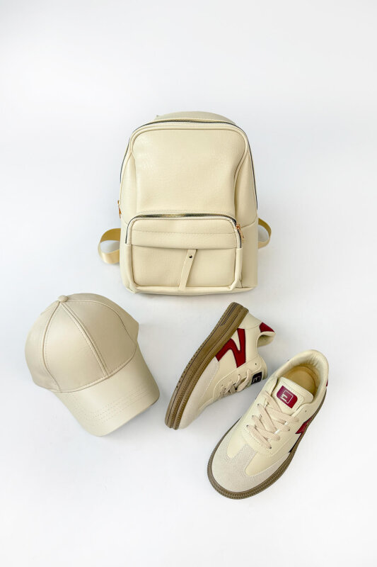 Luna Serisi Bej Sneaker-Sırt Çantası-Capp Seti - 1