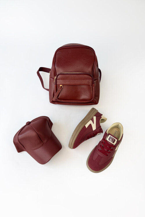 Luna Serisi Bordo Sneaker-Sırt Çantası-Capp Seti