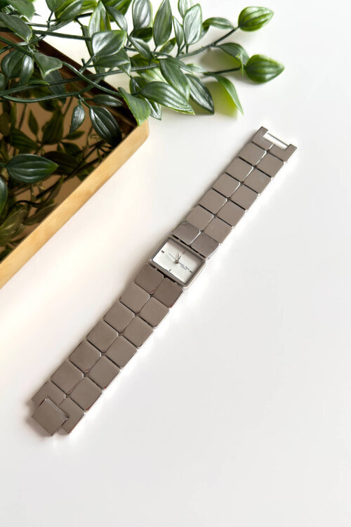 Luxora Özel Tasarım Dikdörtgen Kadran Çelik Silver Kordon Kadın Kol Saati