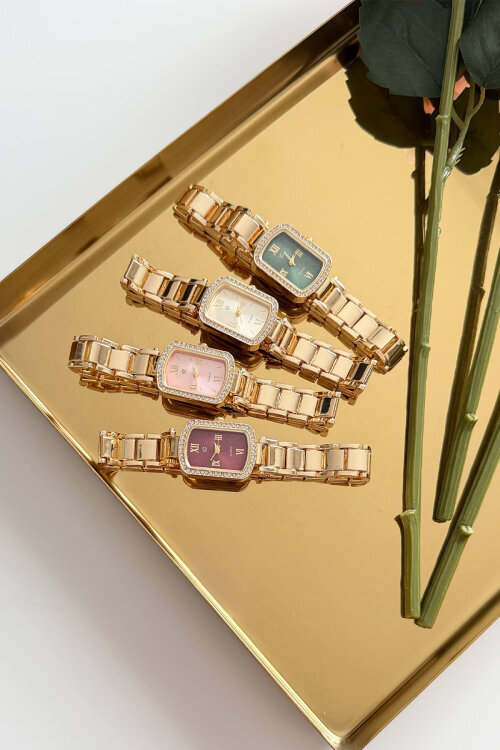 Mary Gold Taşlı Kare Kadran Çelik Kordon Kadın Kol Saati - 2