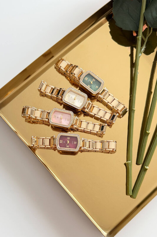 Mary Gold Taşlı Kare Kadran Çelik Kordon Kadın Kol Saati - 2