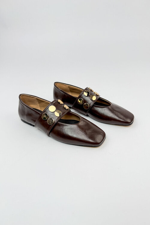 Milano Serisi Acı Kahve Trok Detaylı Babet-Fularlı Çanta-Kemer Seti - 2