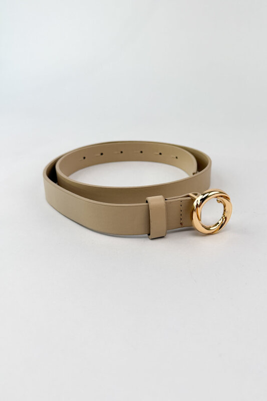 Milano Serisi Bej Trok Detaylı Babet-Fularlı Çanta-Kemer Seti - 4