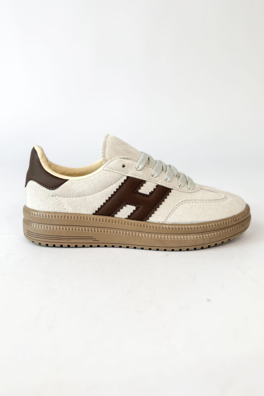 Nola Serisi Bej Süet Sneaker-Çanta-Gözlük Üçlü Set - 2