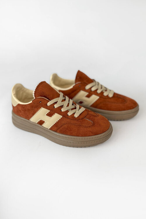 Nola Serisi Taba Süet Sneaker-Çanta-Gözlük Üçlü Set (1)