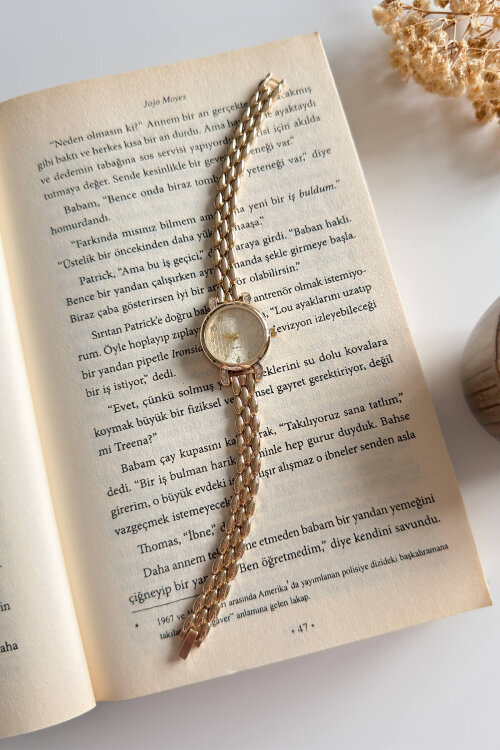 Norix Gold Yuvarlak Taşlı Kadran Petek Çelik Kordon Kadın Kol Saati - 1