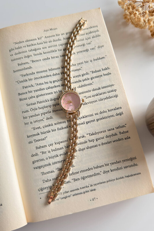 Norix Pudra Gold Yuvarlak Taşlı Kadran Petek Çelik Kordon Kadın Kol Saati - 1