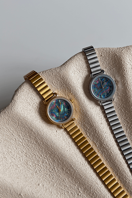 Orlisse Renkli Kadran Gold Çelik Tasarım Kordon Kadın Kol Saati (1)