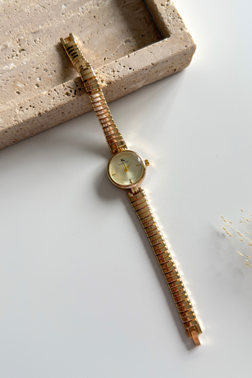 Pera Gold Yuvarlak Kadran Gold Sıralı Çelik Kordon Kadın Kol Saati - 1