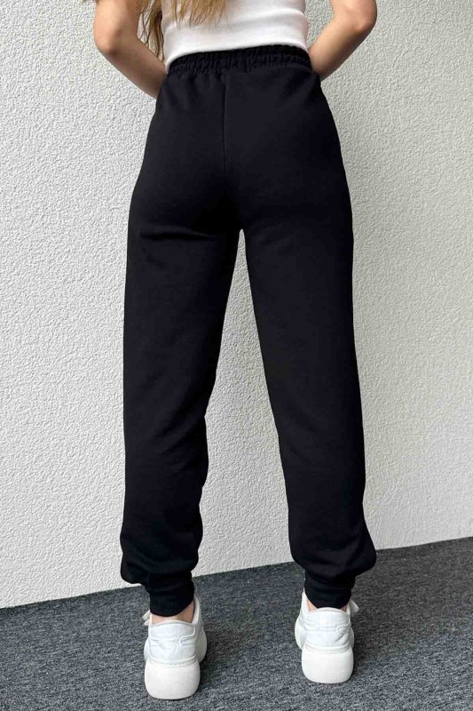 PNT-07387 Siyah Paça Çıtçıt Detaylı Lastikli Jogger Pantolon - 8