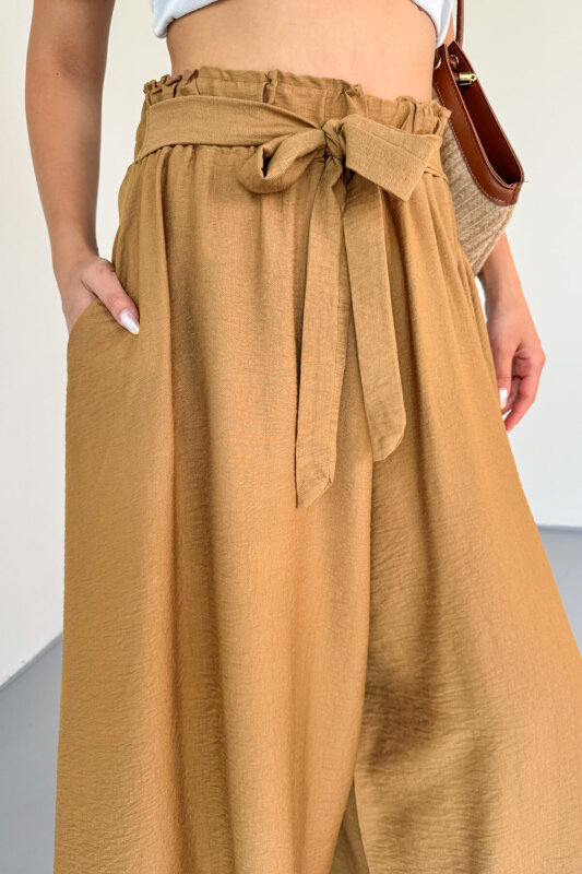 PNT-07410 Vizon Dokuma Kuşaklı Şalvar Etek Pantolon - 2