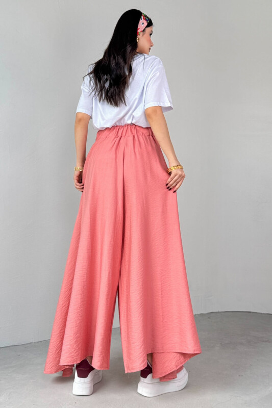 PNT-07410 Yavruağzı Dokuma Kuşaklı Şalvar Etek Pantolon - 5