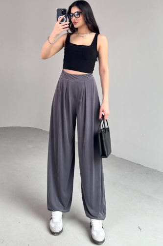 PNT-07417 Füme Bel Lastikli Şalvar Pantolon - 4