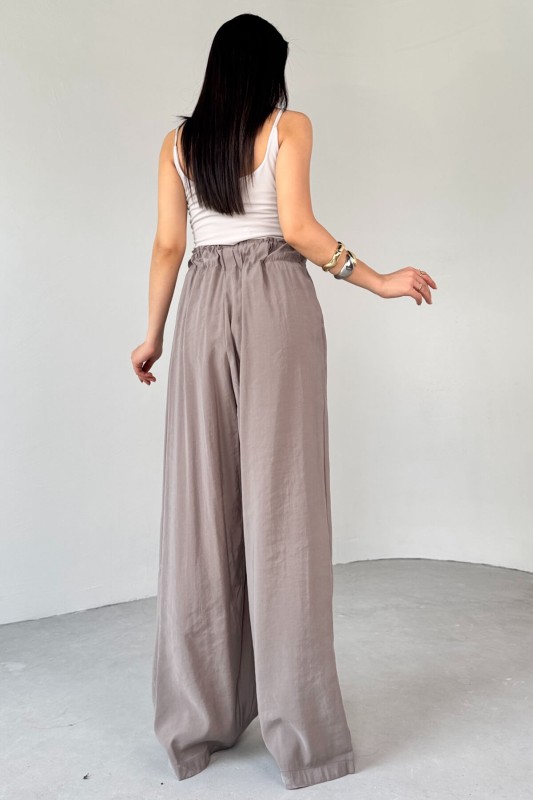 PNT-07418 Vizon Bel Lastikli Bağlamalı Salaş Pantolon - 4