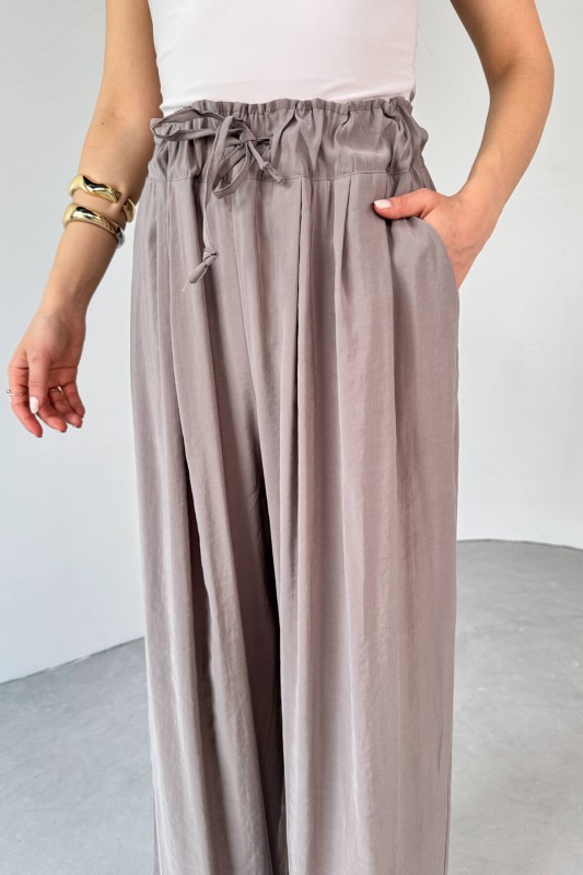 PNT-07418 Vizon Bel Lastikli Bağlamalı Salaş Pantolon - 2