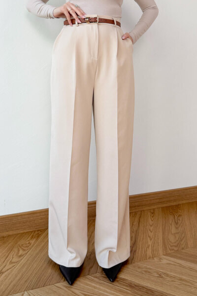 PNT-07422 Bej Poliviskon Premium Flow Palazzo Pantolon (1)