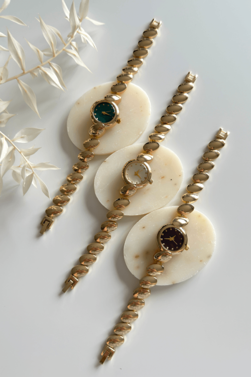 Rhea Yeşil Kadran Çelik Oval Tasarım Kordon Kadın Kol Saati (1)