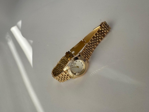 S002 Gold Ful Çelik Yuvarlak Çerçeveli Kol Saati - 2