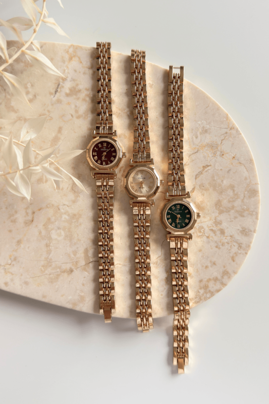 Selora Beyaz Özel Gold Kadran Gold Çelik Kordon Kadın Kol Saati - 2