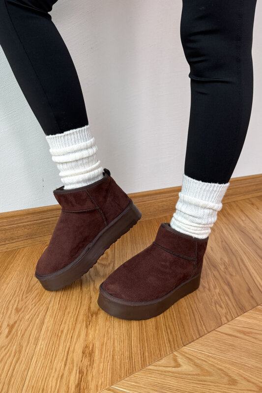 SET2025 Acı Kahve Üçlü Kışlık Ayakkabı-Çanta-Şapka Süet Üçlü Set - 2