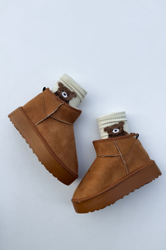 SET2025 Taba Üçlü Kışlık Ayakkabı-Çanta-Şapka Süet Üçlü Set - 6