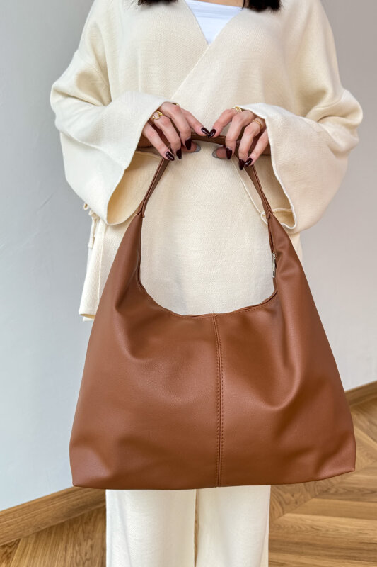 SET2026 Taba Üçlü Bilek Boy Ayakkabı-Çanta-Şapka Deri Üçlü Set - 3