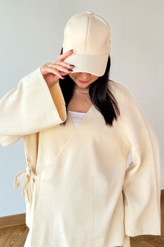 SET2026 Taş Rengi Üçlü Bilek Boy Ayakkabı-Çanta-Şapka Deri Üçlü Set - 4