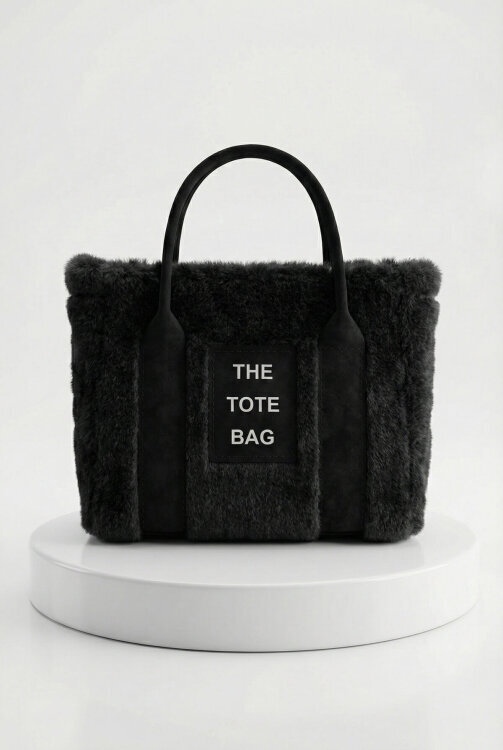 SET2028 Siyah Bilek Boy Bot-Çanta-Şapka Kürklü Üçlü Set - 3