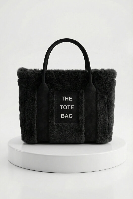 SET2028 Siyah Bilek Boy Bot-Çanta-Şapka Kürklü Üçlü Set - 3