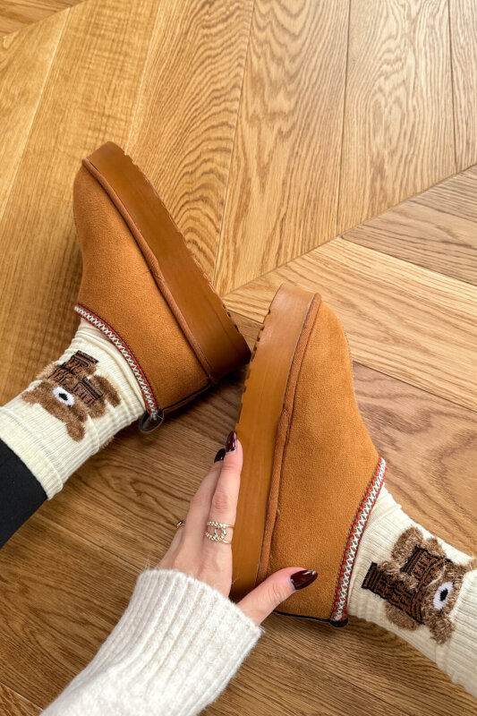 SET2028 Taba Bilek Boy Bot-Çanta-Şapka Kürklü Üçlü Set - 5