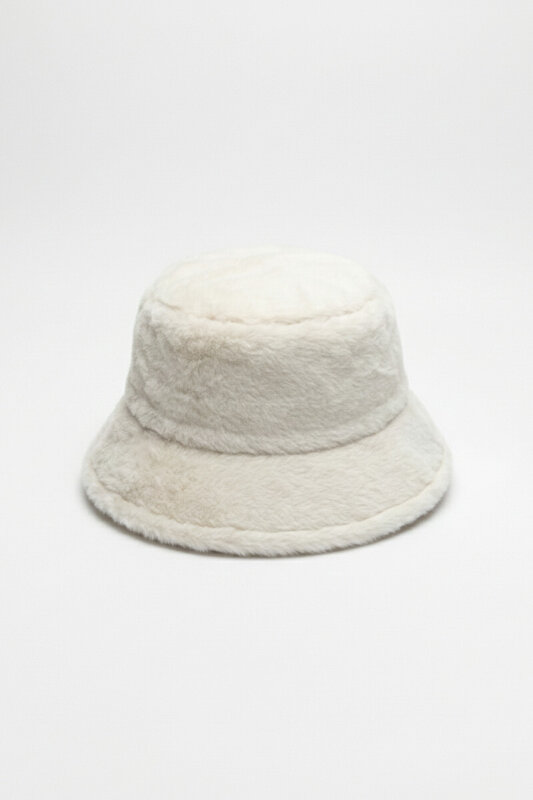 SET2028 Taş Rengi Bilek Boy Bot-Çanta-Şapka Kürklü Üçlü Set - 4