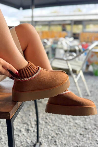 SET2031 Taba Örgü Detaylı - Bilek Boy - Orta Boy Üçlü Bot Seti  (1)