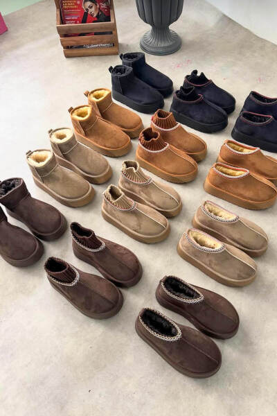 SET2031 Vizon Örgü Detaylı - Bilek Boy - Orta Boy Üçlü Bot Seti - 6