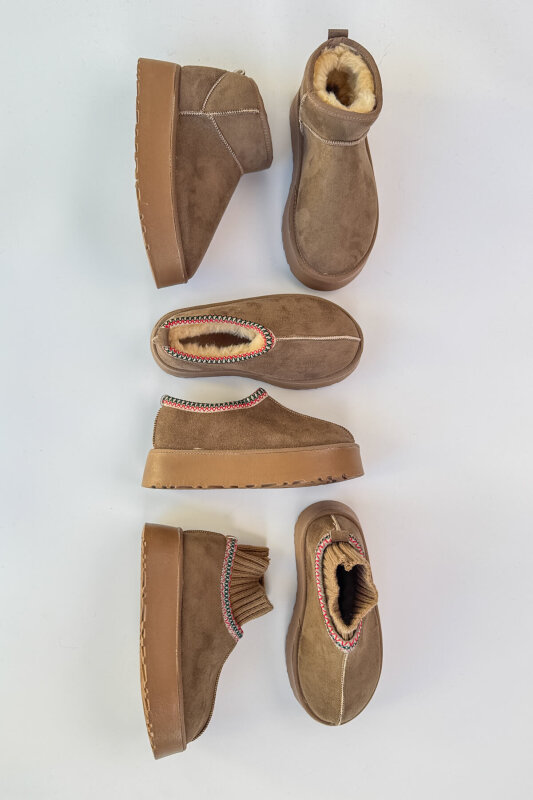 SET2031 Vizon Örgü Detaylı - Bilek Boy - Orta Boy Üçlü Bot Seti - 1