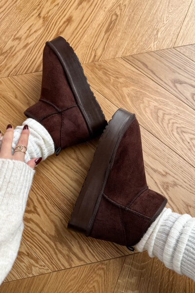 SET2033 Acı Kahve Orta Boy Bot - Fularlı Çanta - Şal Üçlü Set - 2