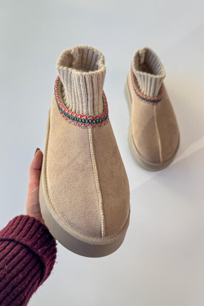 SET2034 Vizon Örgü Bilek Bot - Fularlı Çanta - Kürklü Şapka Üçlü Set - 2