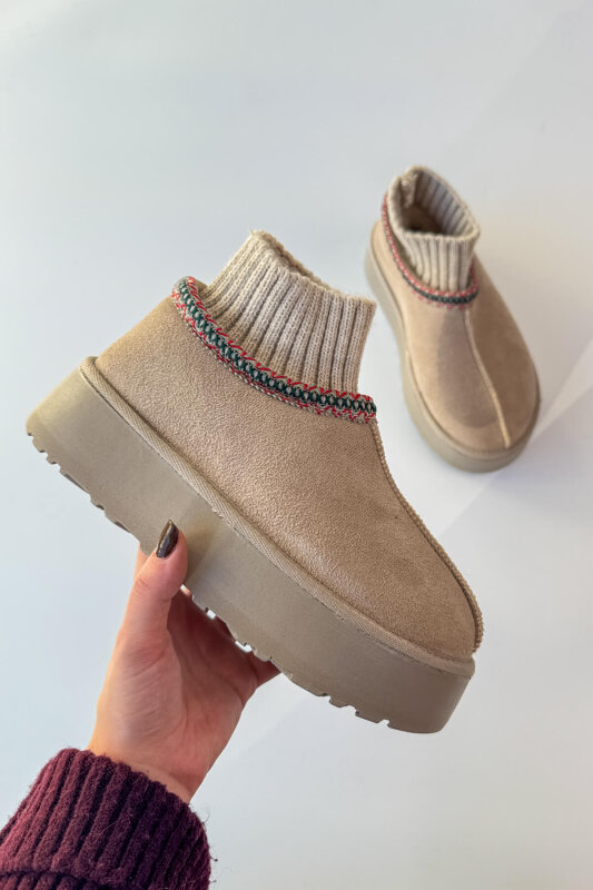 SET2034 Vizon Örgü Bilek Bot - Fularlı Çanta - Kürklü Şapka Üçlü Set - 4