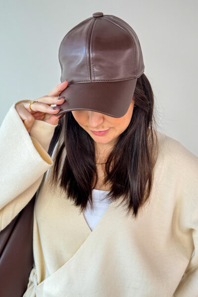 SET2036 Acı Kahve Orta Boy Bot - Deri Şapka - Çanta - Gözlük Dörtlü Set - 3