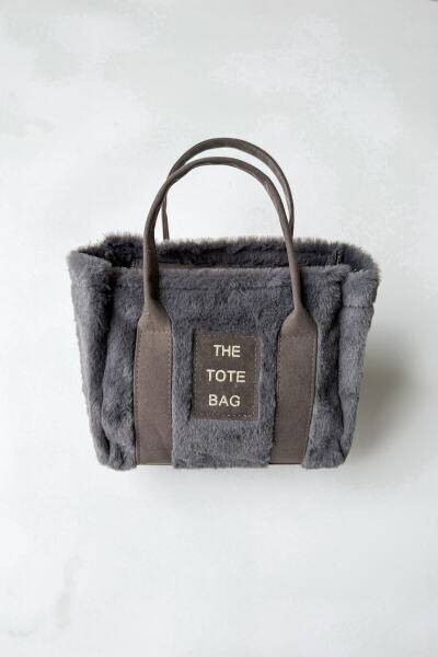 SET2038 Füme Örgü Bilek Bot - Tote Çanta - Deri Capp Üçlü Set - 3